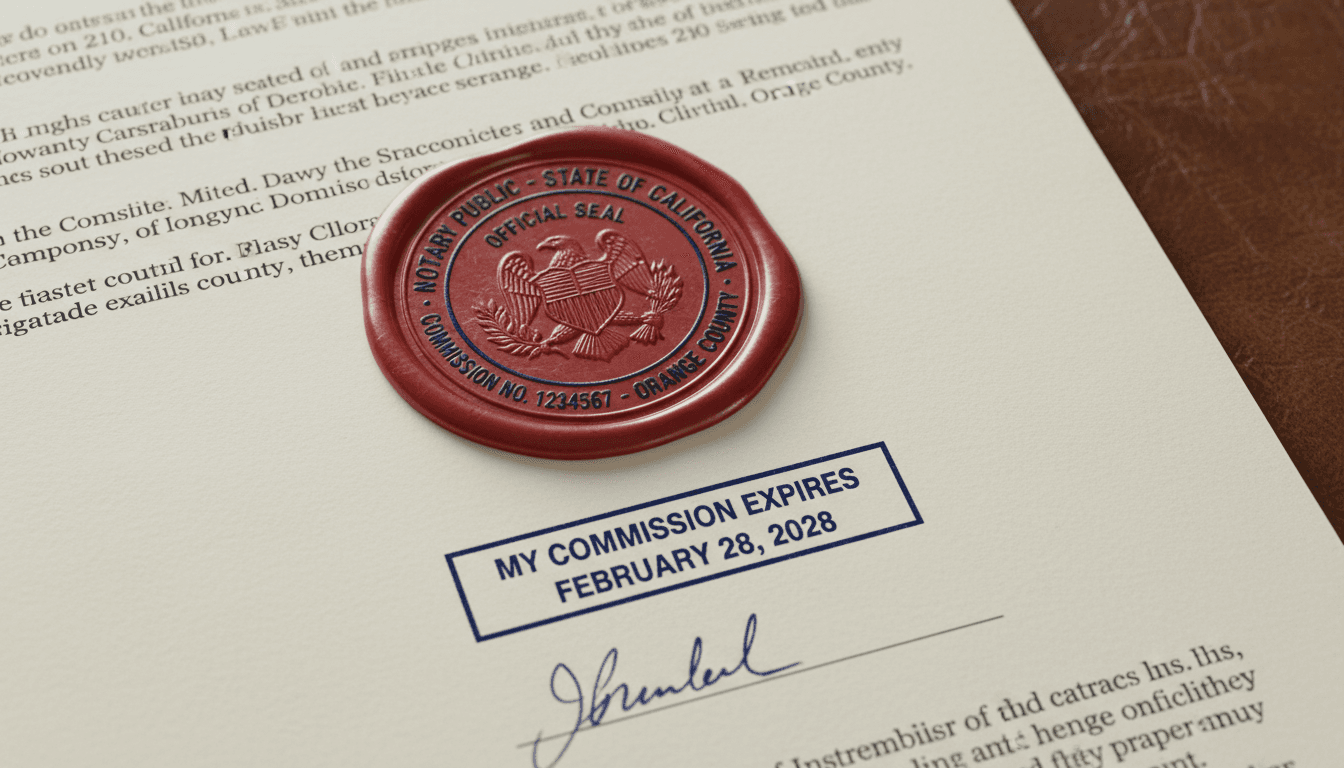 Notary stamp on legal document